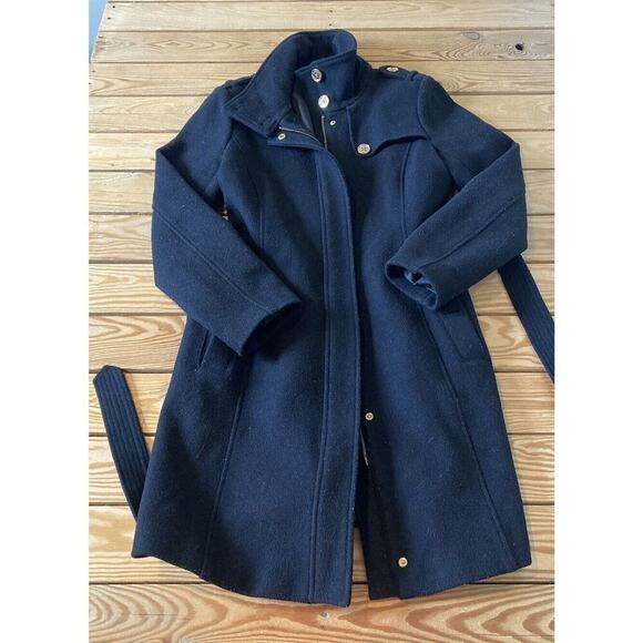 Michael Kors Wool Trench Coat Size 8 Women’s Black - Picture 1 of 8